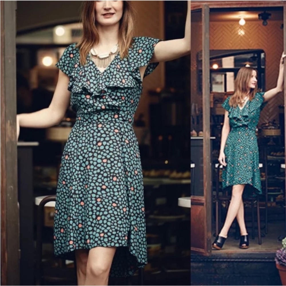 Anthropologie HD in Paris Green Faux Wrapped Dress
